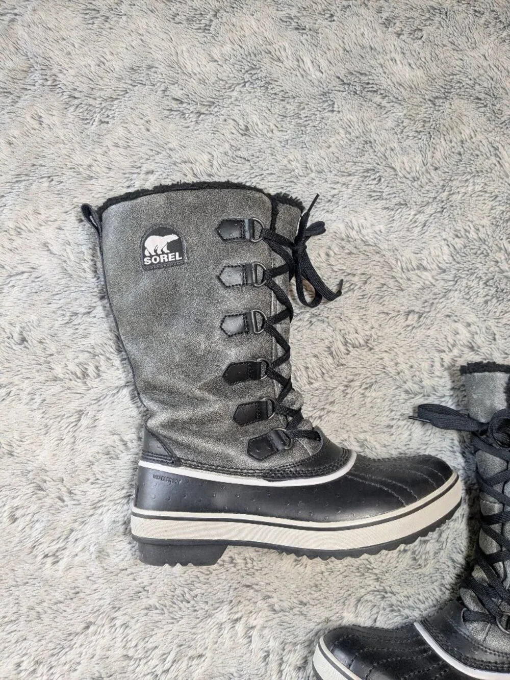 Sorel Gray Tall Tivoli Boots Warm Winter Waterproof Size 7